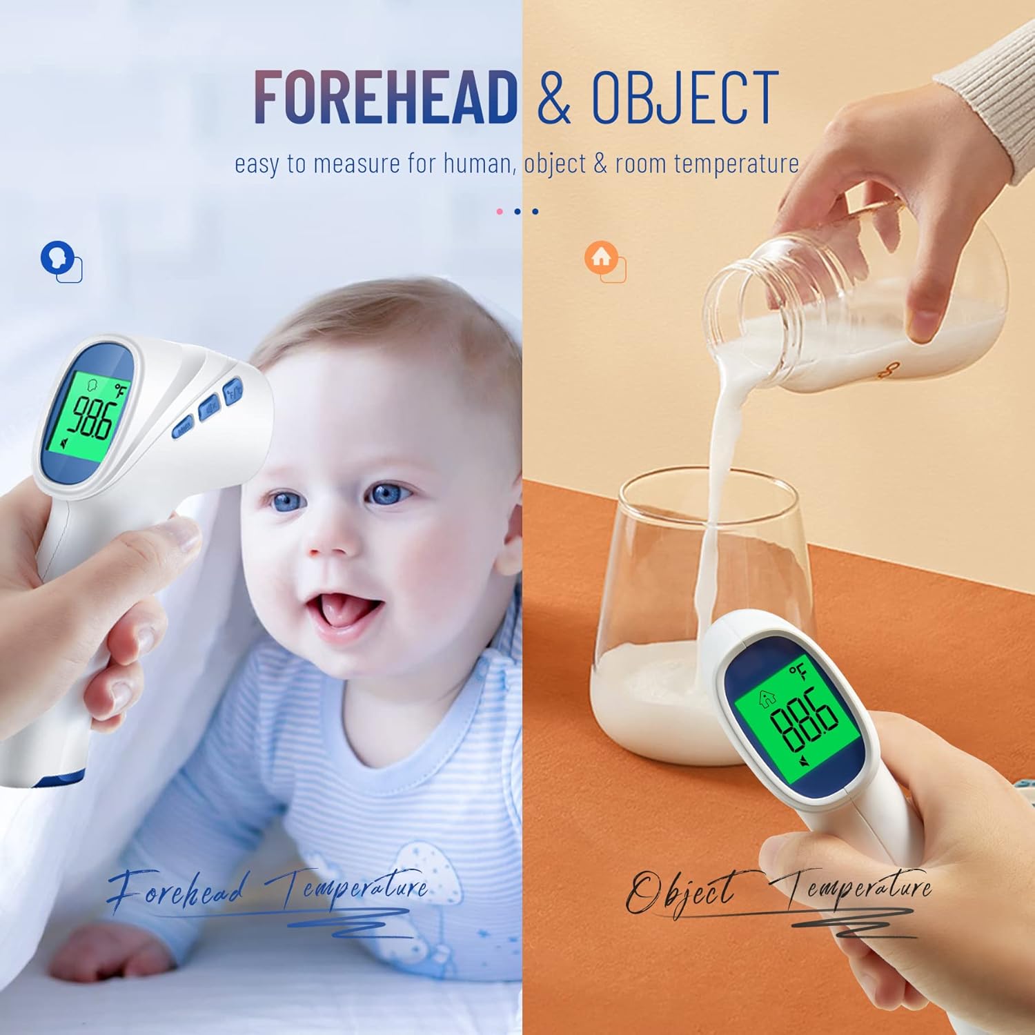Forehead Thermometer for Adults and Kids, Digital Baby Thermometer with Fever Alarm, Fast Accurate