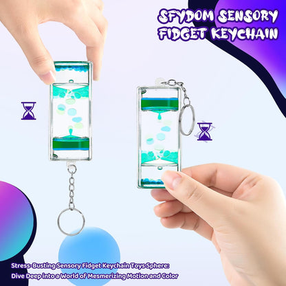 Sensory Fidget Keychain - Vibrant 4-Pack Liquid Motion Bubblers for Stress Relief & Focus - Perfect for Kids, Adults, Travel & Classroom - Ideal Party Favors (4 Pcs Keychain)