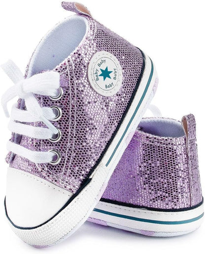Unisex Baby Girls Boys Canvas High-top Shoes, Newborn Infant Anti-Slip Soft Sole Frist Walking Breathable Sneakers