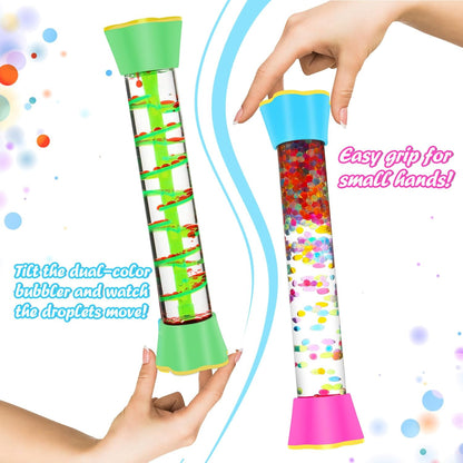 YUE MOTION Sensory Fidget Tubes Set - Calming Toys for Kids - Sensory Tube for Calm Down Corner Supplies,Occupational Therapy - Promotes Calmness & Independent Play(Spiral)