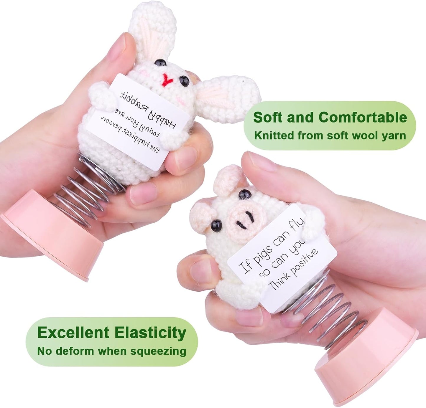 Funny Positive Shaking Avocado Knitting Doll, Handmade Emotional Support Crochet Avocado Car Ornament Gift with Base for Car Interior Home Office Desk Decoration, Light Avocado