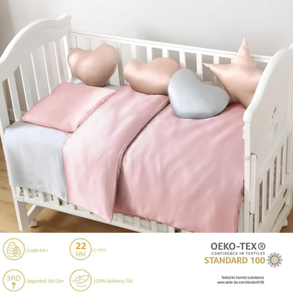 Organic Mulberry Silk Baby Pillowcase with Zipper, Small 10"x13" Pillow Cover for Boys & Girls, Ideal for Bed & Travel, Soft for Kids Hair & Skin, Hypoallergenic Pillowcases for Toddlers (Pink)