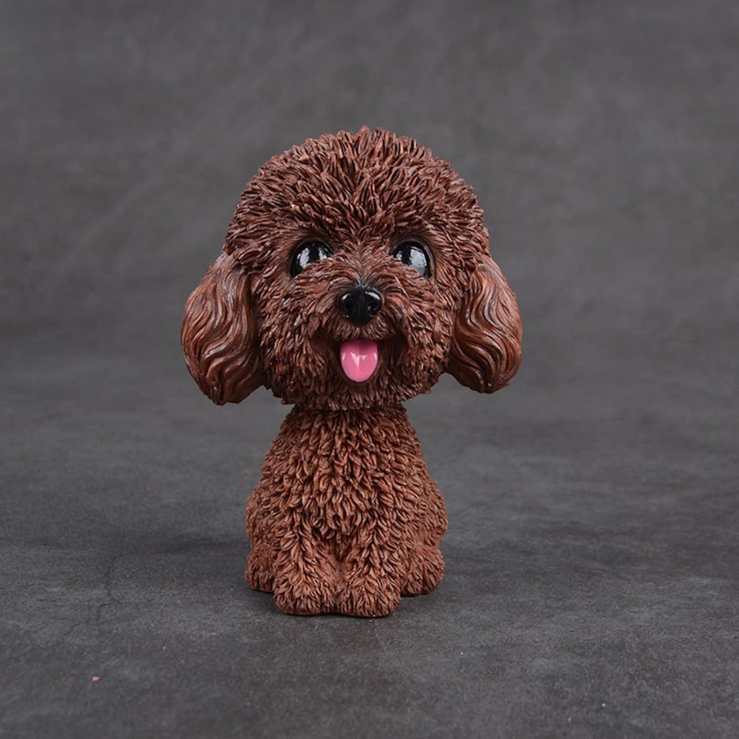 Resin Bobbing Head Dog Figurines Mini Bobblehead Puppy for Home Office Desk Car Dashboards Decor Ornaments (Teddy - Brown)