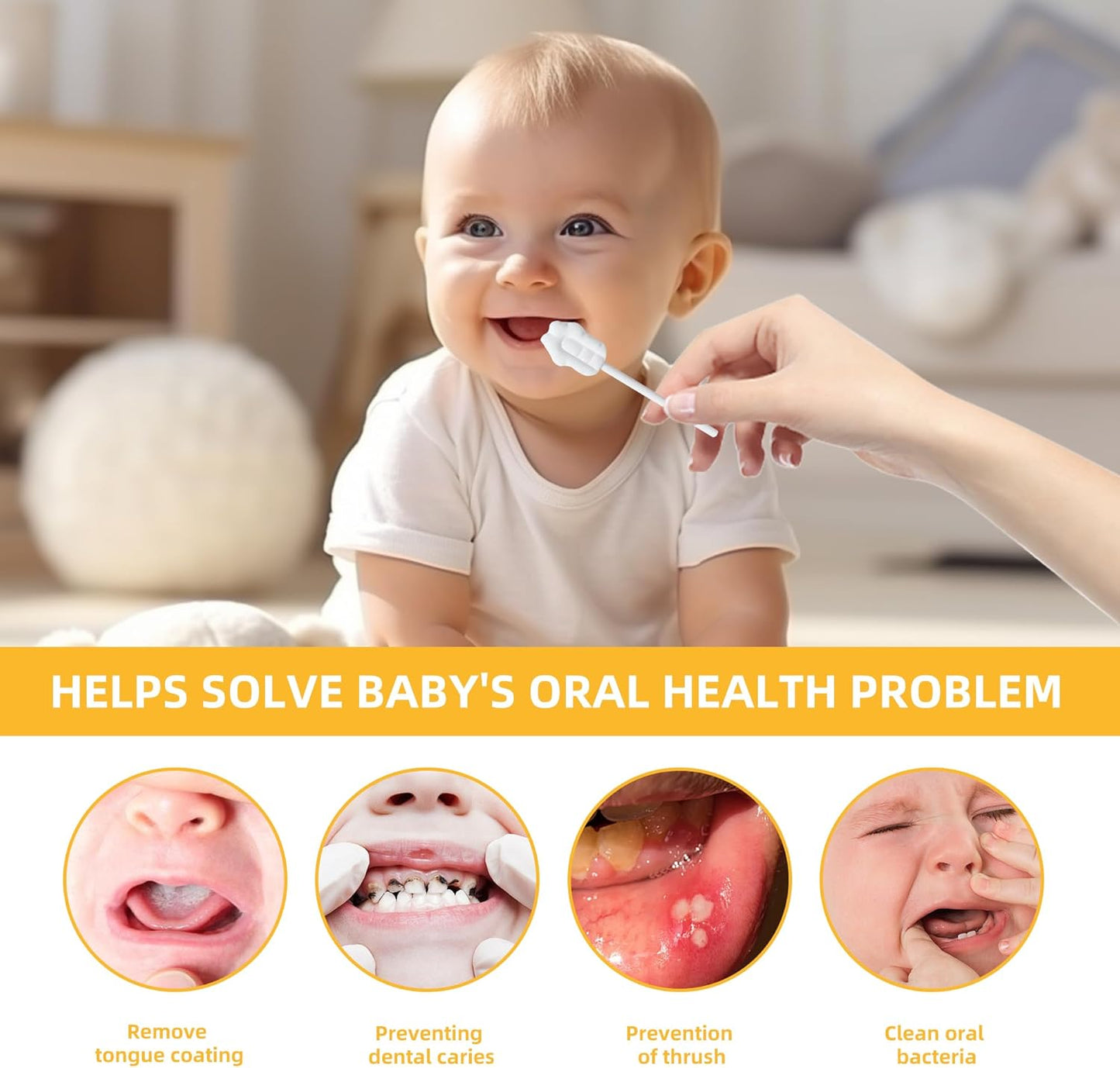 EASICUTI Upgrade Baby Tongue Cleaner, 52PCS Newborn Baby Toothbrush, Baby Oral Cleaner, Disposable