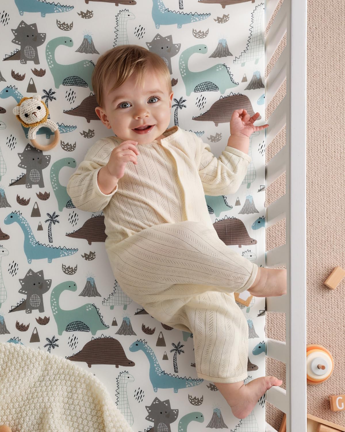 Yoofoss Baby Crib Sheets 2 Pack for Boys and Girls - 52x28 Fitted Crib Sheet Neutral Fits for