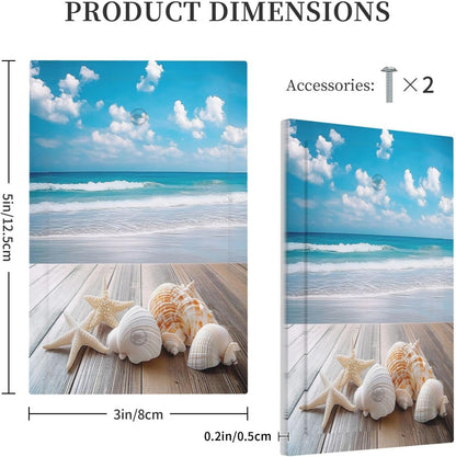 Light Switch Cover Plate Beach Waves Brown Wood Starfish Shells 1 Gang No Device Blank Electrical Wall Plates Faceplate Decorative Switch Plate For Bathroom Living Room Decor