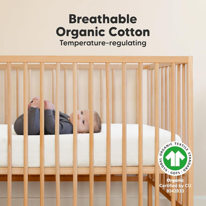 KeaBabies 2-Pack Organic Crib Sheets for Boys, Girls - 52x28 Fitted Crib Mattress Sheet Neutral