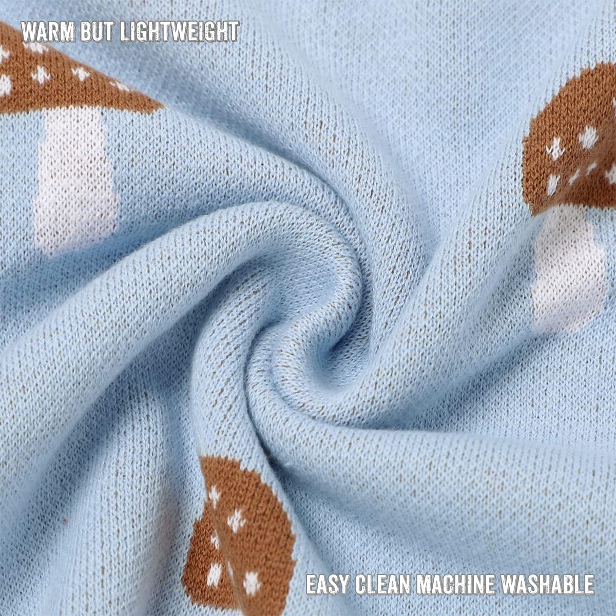 Mushroom Baby Blanket for Boys 100% Cotton Buttery Soft Cozy Receiving Swaddle Crib Stroller