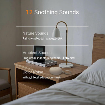 Portable Baby Sound Machine [White Noise for Babies Kids Adults][Sleep Soother][Timer Function][12 Soothing Sounds] 15 Hours Battery Life, Travel,Registry Gift,Shower,Clips on Baby Stroller