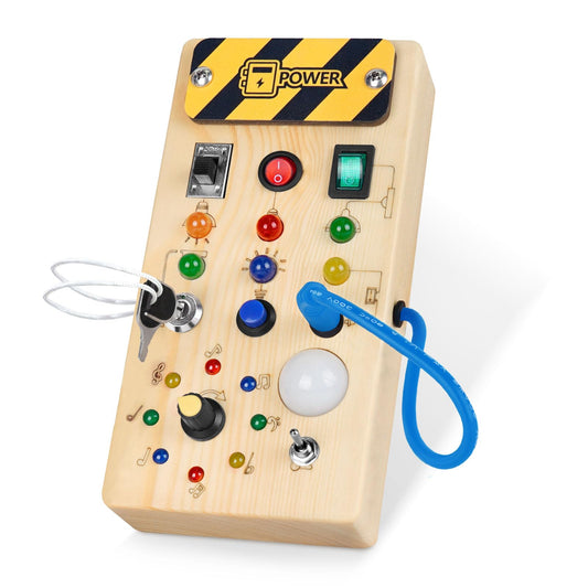 Hoarosall Montessori Wooden Busy Board with 8 LED Light switches, Sensory Toys Light Switch Travel