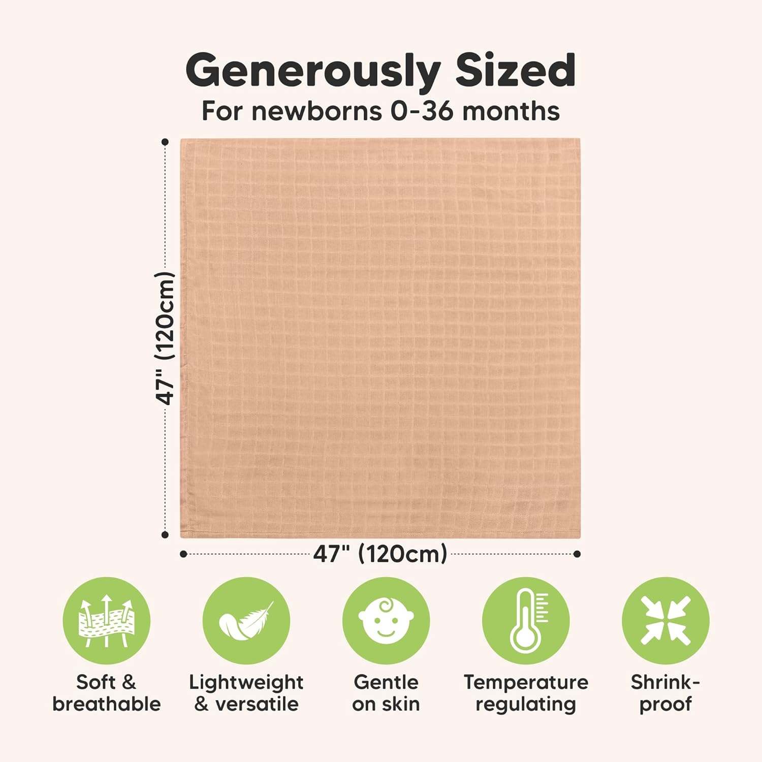 4-Pack Muslin Swaddle Blankets for Boys, Girls - Organic Baby Swaddles for Newborns, Soft &
