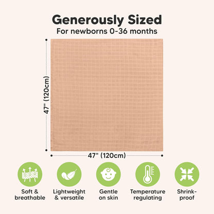 4-Pack Muslin Swaddle Blankets for Boys, Girls - Organic Baby Swaddles for Newborns, Soft &