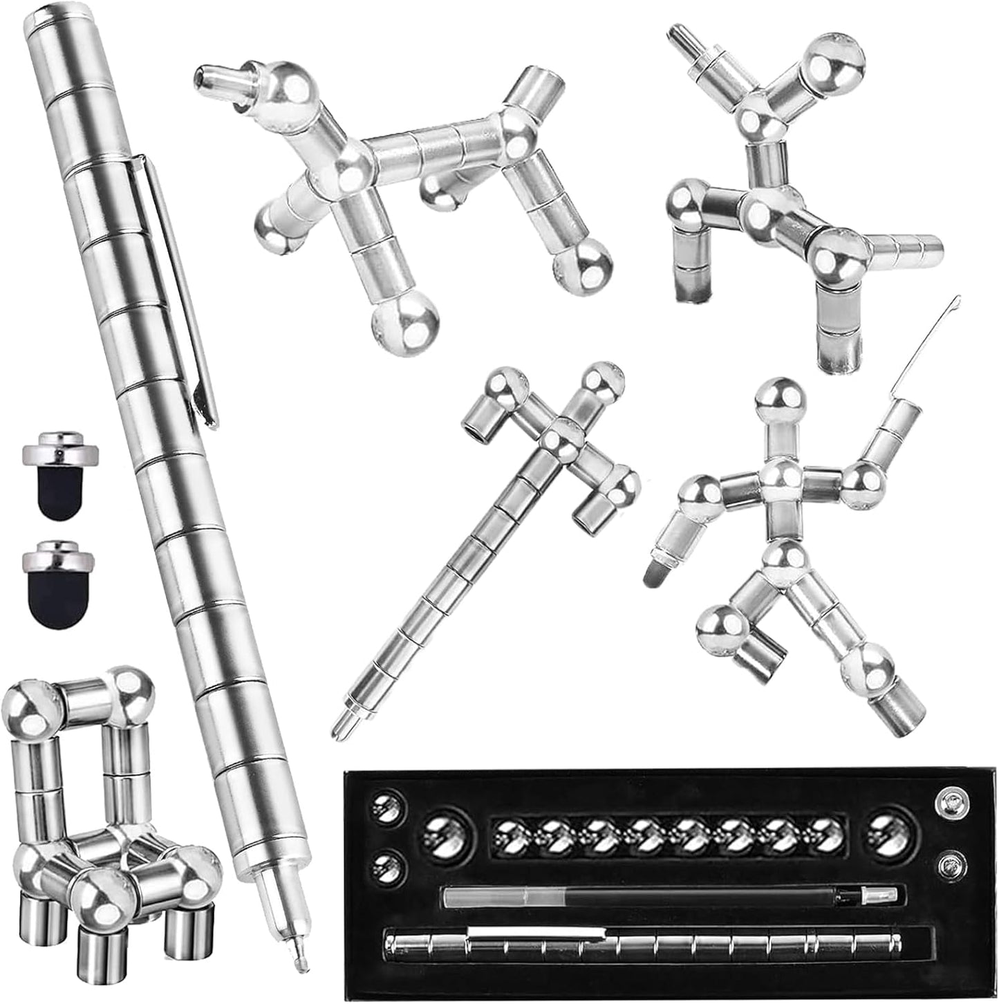 Fidget Pen,Magnetic Pen， Decompression Magnetic Fidget Toy Pen, Magnet Pen Fidget Toy Relieve Pressure Novel Toy Gifts for Kids or Friends! (Silvery)