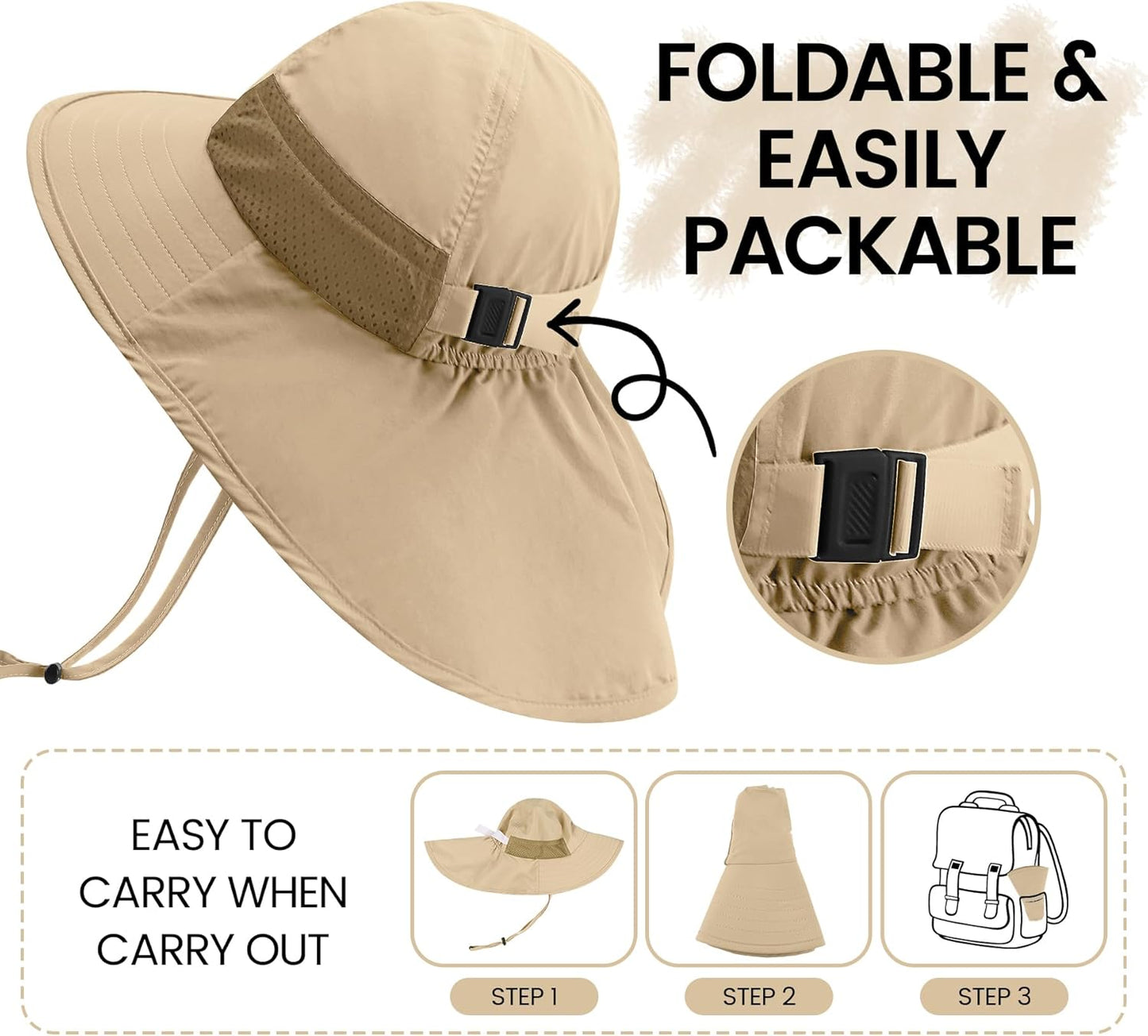 Baby Sun Hat with Neck Flap for Sun Protection Toddler Beach Hat UPF 50+ Outdoors 0-6 Years Boys Girls