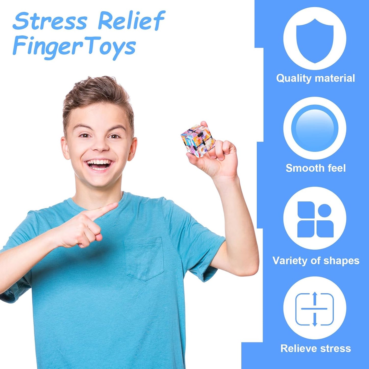 Galaxy Theme Infinity Cube Space Astronaut Infinity Toy Stress and Anxiety Relief Cool Hand Mini Kill Time Cube Toys for Teens Adults, 5 Styles (Graceful Style, 20 Pieces)