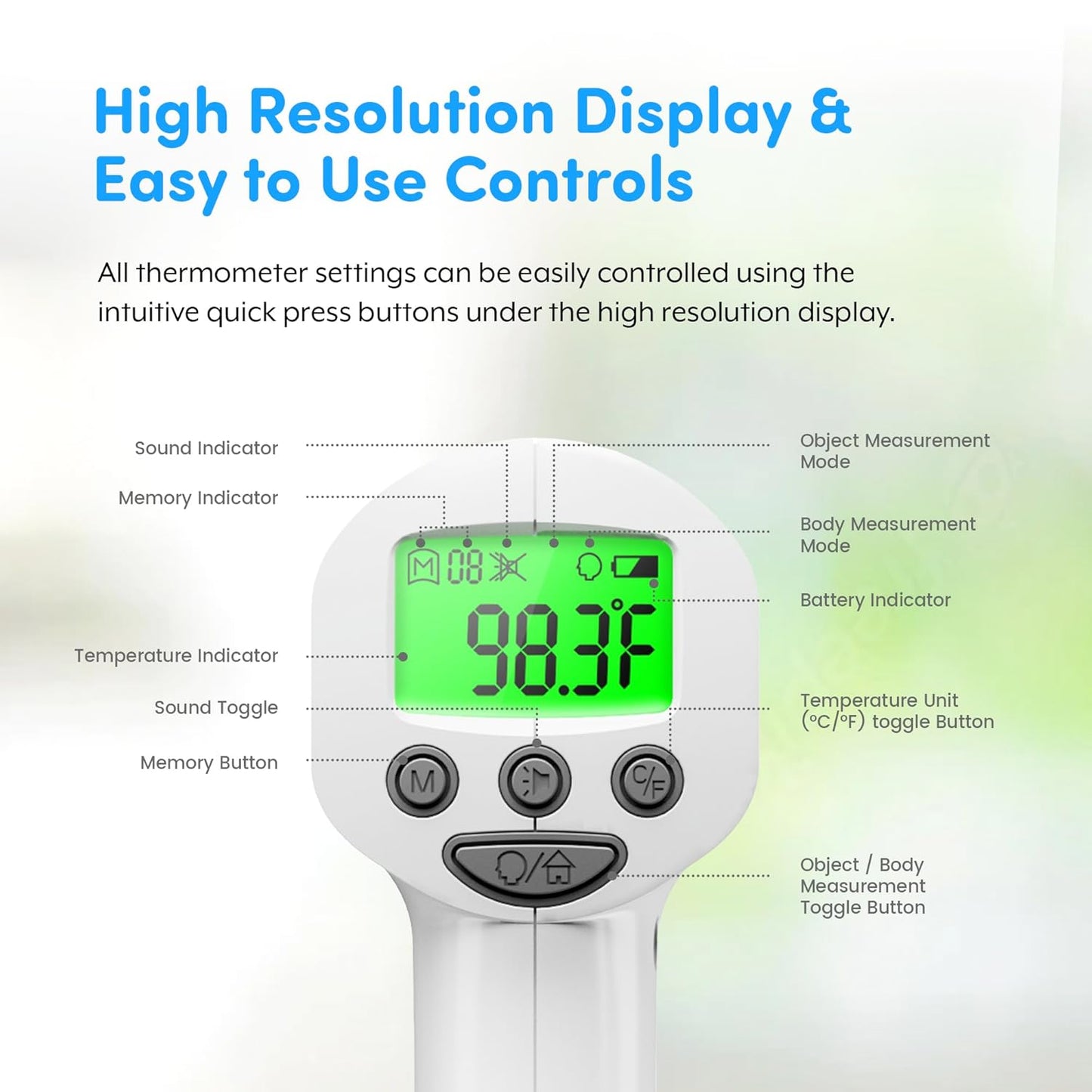 Medical Grade FSA-HSA Eligible Heavy Duty Touchless Infrared Forehead Thermometer, for Adults &