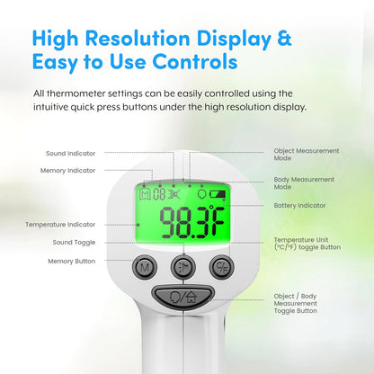Medical Grade FSA-HSA Eligible Heavy Duty Touchless Infrared Forehead Thermometer, for Adults &
