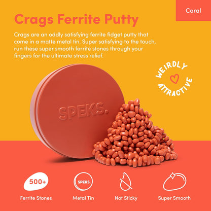 Speks Crags Ferrite Putty, Over 500 Ferrite Stones in a Metal Tin, Seriously Satisfying Fidget Toys for Adults and Desk Toys for Office, Matte Coral, Medium