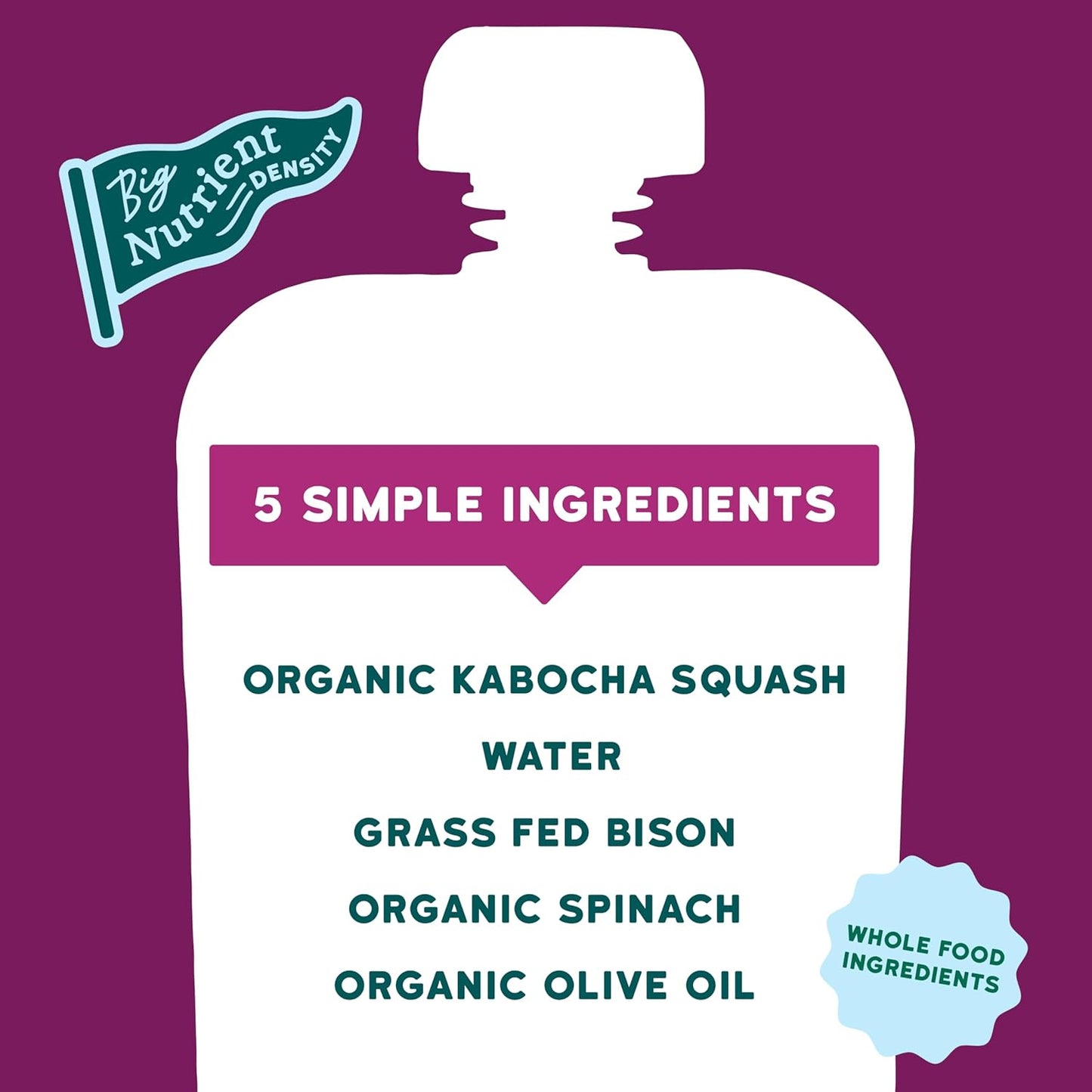 Serenity Kids 6+ Months Baby Food Pouches - Ethically Sourced Grass-Fed Bison & Organic Kabocha