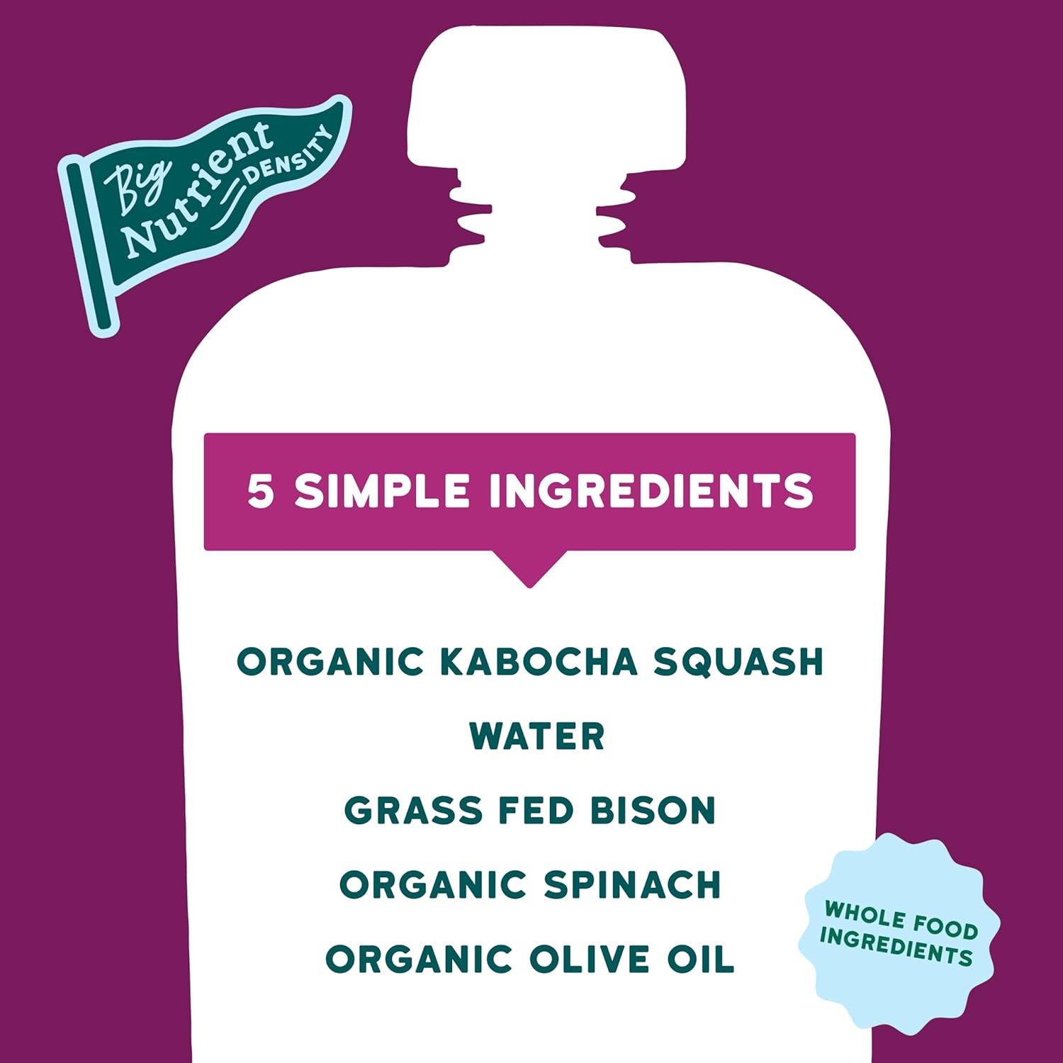 Serenity Kids 6+ Months Baby Food Pouches - Ethically Sourced Grass-Fed Bison & Organic Kabocha