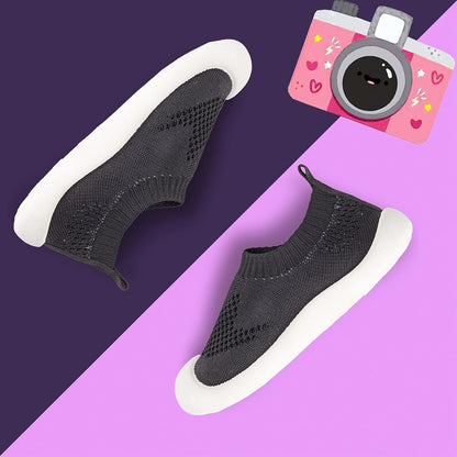 Baby First-Walking Shoes 1-4 Years Kid Shoes Trainers Toddler Infant Boys Girls Soft Sole Non Slip Cotton Canvas Mesh Breathable Lightweight TPR Material Slip-on Sneakers Outdoor