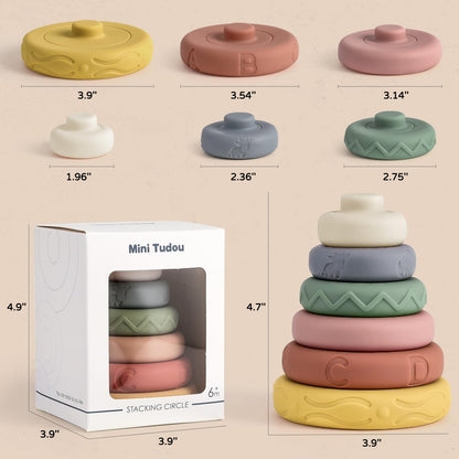 Mini Tudou Stacking Nesting Rings Baby Toy 6 PCS 4.7in for 6 Months+