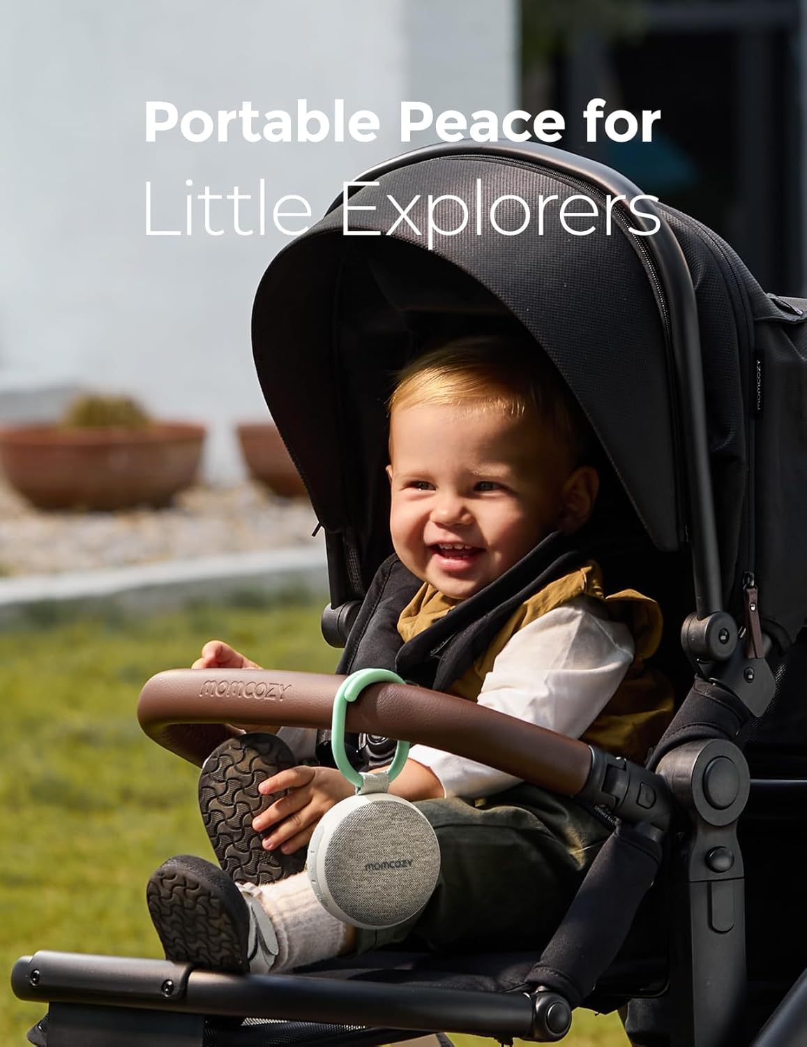 Momcozy Portable Sound Machine with Night Light, White Noise Sound Machine for Baby, 20 Soothing Sounds, Sound Therapy, Long-Lasting Power, Timer, Clips on Stroller, Baby Shower Gifts