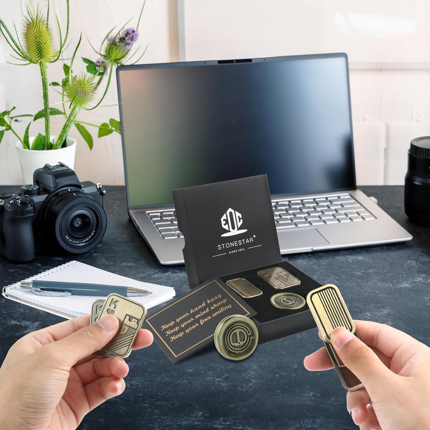 STONESTAR Fidget Toys Pack - Magnetic Metal Fidget Slider Haptic Coin Collection, EDC Fidget Toy for Adults, Helps Relieve ADHD/Anxiety/Stress (Gold)