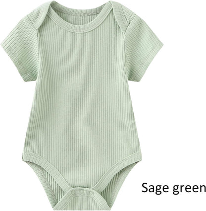 Baby Bodysuit and Pant Set Summer Ribbed Mix Match Infant Boy Girl Clothes Outfits