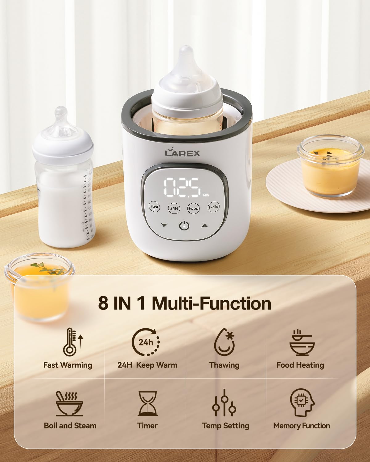 LAREX Bottle Warmer, Fast Baby Bottle Warmer for Breastmilk and Formula, with Timer and Accurate