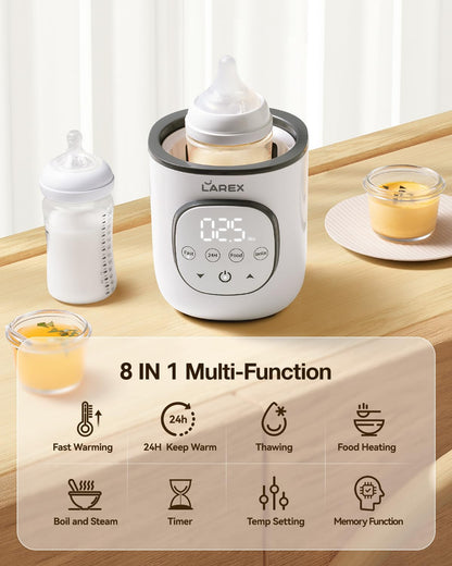 LAREX Bottle Warmer, Fast Baby Bottle Warmer for Breastmilk and Formula, with Timer and Accurate