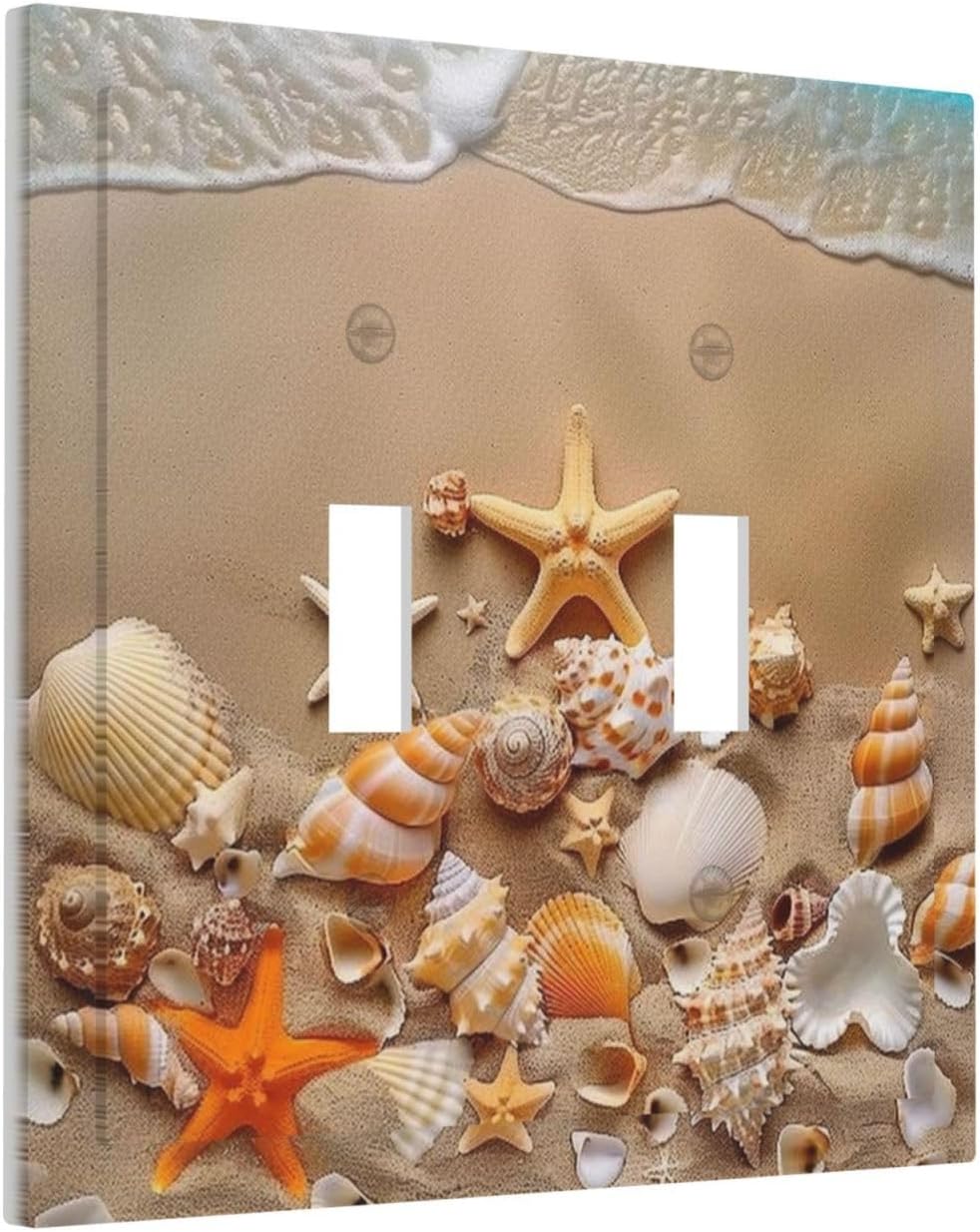 Decorative Switch Covers Plate Beachy Sea Ocean Seashell Starfish 2 Gang Wall Plate Unique Double Toggle Light Switch Plate Wall Cover Plate Faceplate for Bathroom Bedroom Home Decor