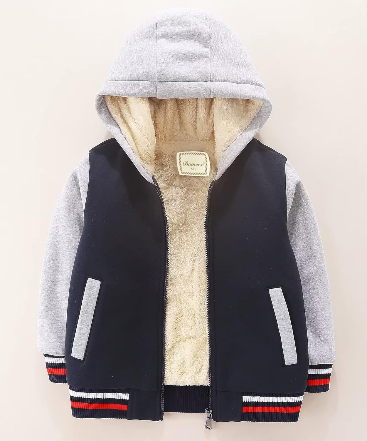 Bumeex Kids Boy's Girl's Sherpa Fleece Lined Jacket Spring Fall Winter Zip up Sweatshirt Hoodie 2-14Y(Toddler/Kid)