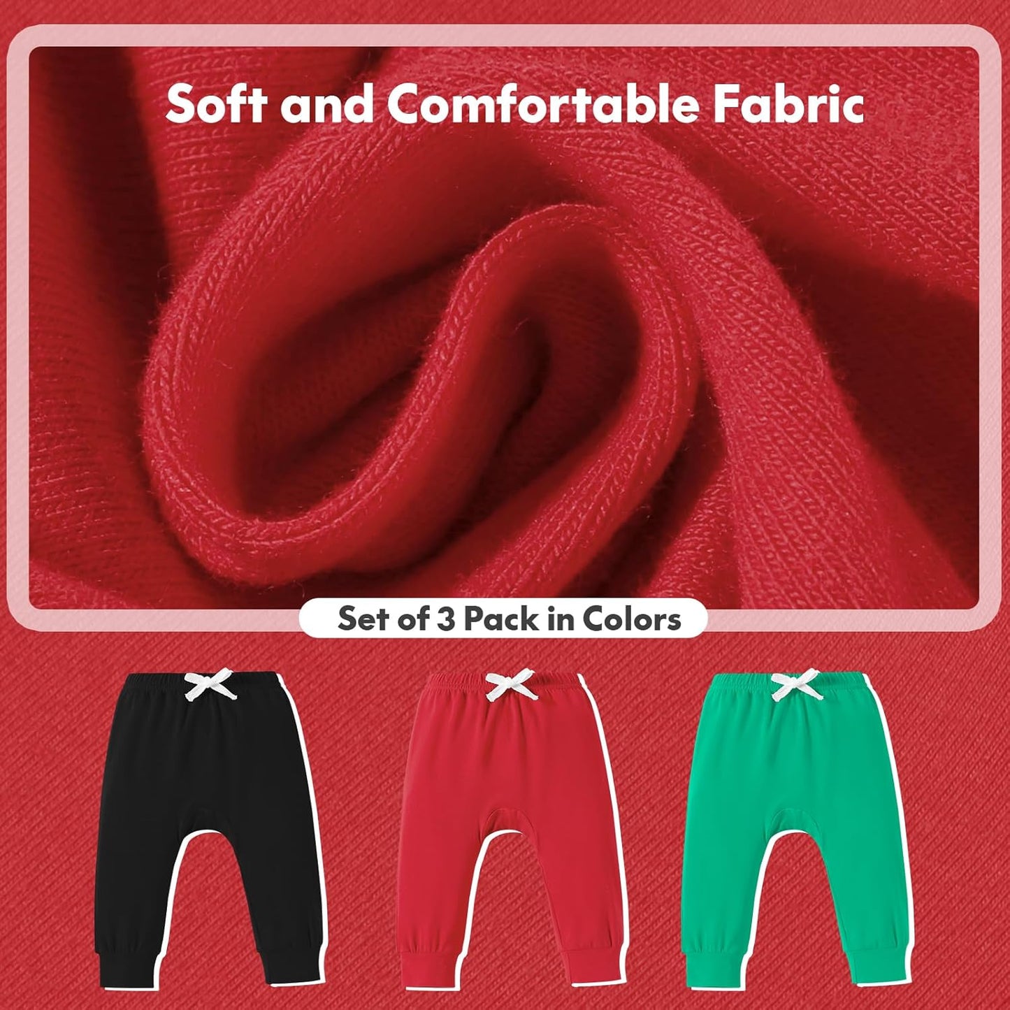 DREAM BUS Pack of 3 Toddler Jogger Pants with Pocket Toddler Boy Sweatpants Baby Boy Pants Infant Newborn Leggings