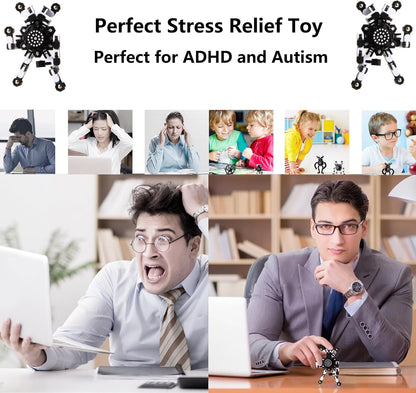 Transformable Fidget Spinners for Kids and Adults Stress Relief Sensory Toys for Boys and Girls Fingertip Gyros for ADHD Autism for Kids (Fidget Toys 4pc- Black)