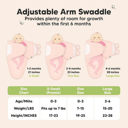 3-Pack Organic Baby Swaddle Sleep Sacks - Swaddles for Newborns, Infant 0-3 Months, Baby Girls