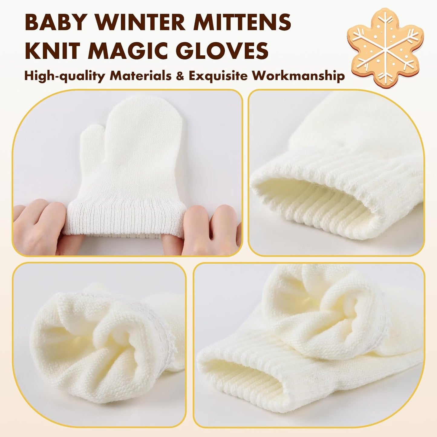 Baby Winter Mittens Toddler Stretch Knit Gloves Magic Warm Glove for Baby Boys Girls