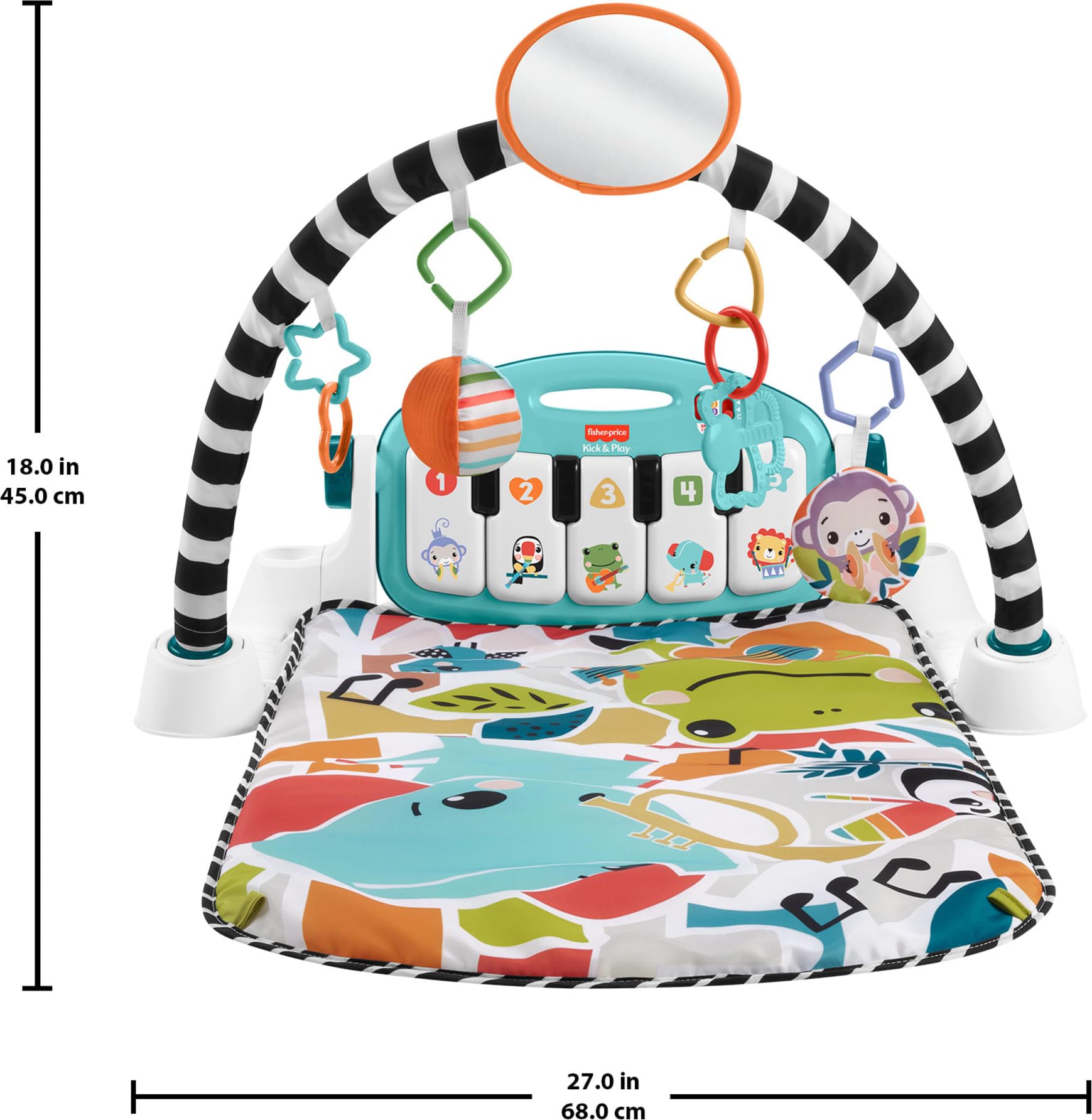 Fisher-Price Baby Playmat Glow and Grow Kick & Play Piano Gym, Blue Musical Learning Toy with