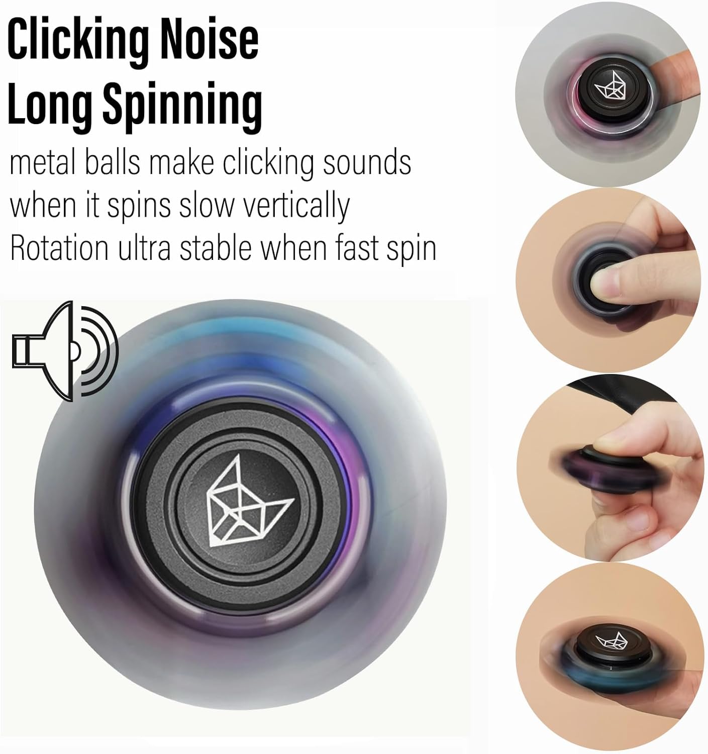 FREELOVE Metal Fidget Spinner for Adults, Upgraded Fox, Stainless Steel Fidget Toys, High Spin Long Spinning Finger Gyro, Small Mini Fidget Block, Silent Bearings EDC for Men Anxiety Cool