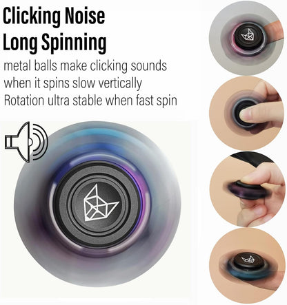 FREELOVE Metal Fidget Spinner for Adults, Upgraded Fox, Stainless Steel Fidget Toys, High Spin Long Spinning Finger Gyro, Small Mini Fidget Block, Silent Bearings EDC for Men Anxiety Cool