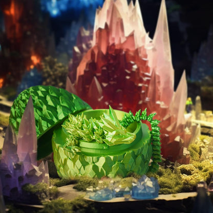 3D Printed Dragon Egg, Beautiful Flexible Joints Executive Desk Toys, Gifts for Adults and Kids (Laser Yellow&Green)