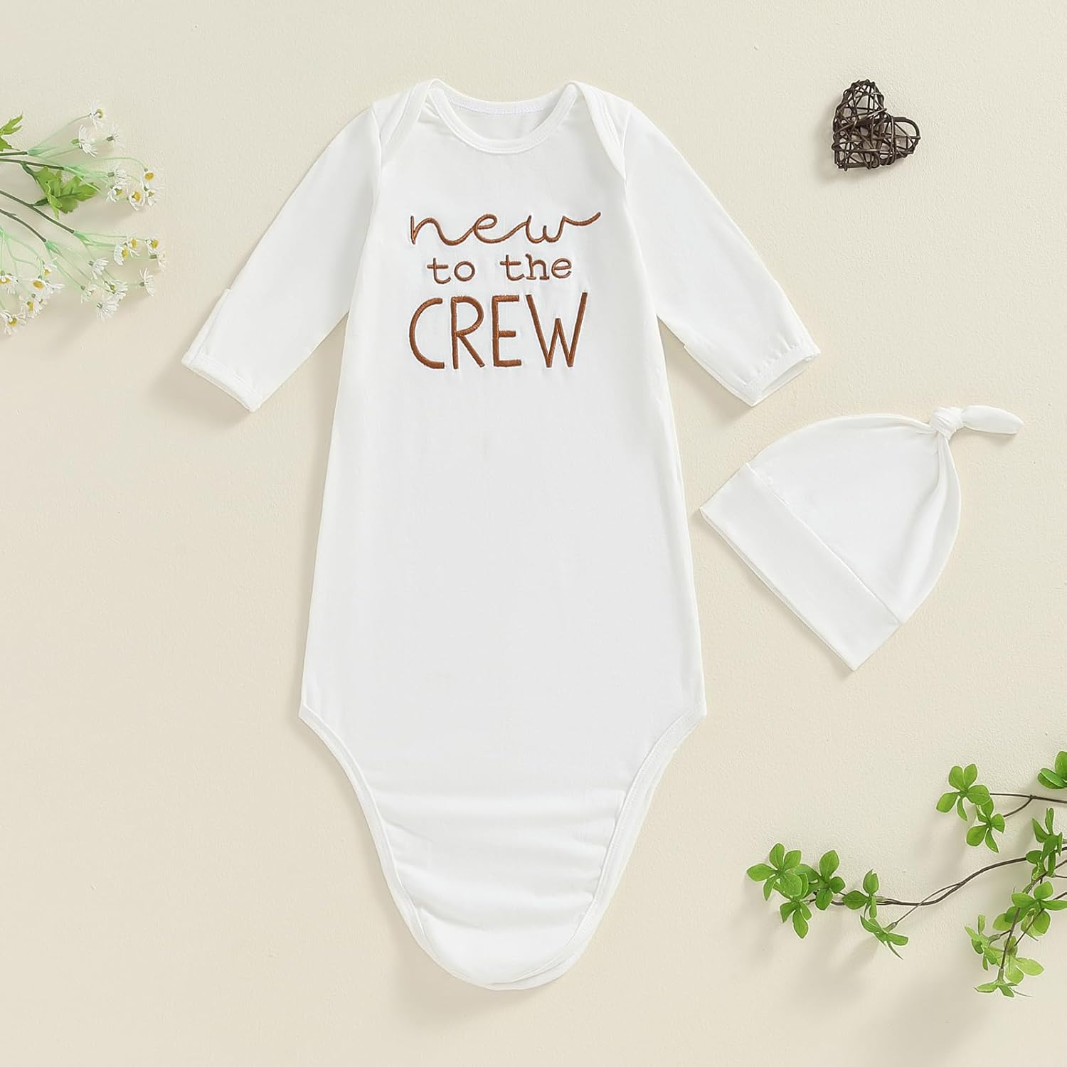 Newborn Boy Girl Coming Home Outfit Baby Infant Sleeper Gown Nightgown Outfits Cute Fall Winter