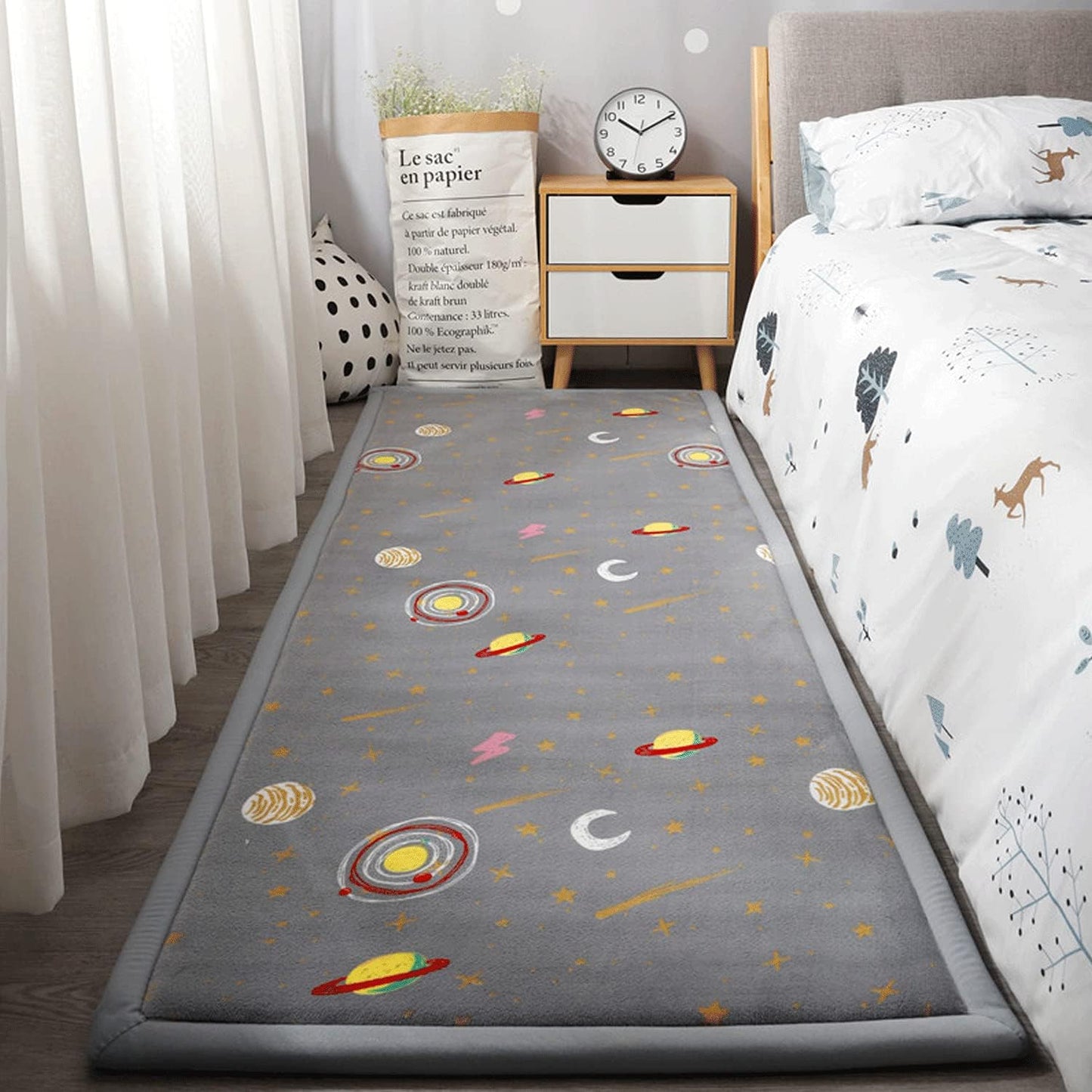 Loartee Coral Velvet Area Rug - 1" Thick Memory Foam Baby Play Mat, Washable Toddler Carpet, Home Decor for Living Room, Nursery, Kids Bedroom, Astral Gray, 4'11"x6'7"