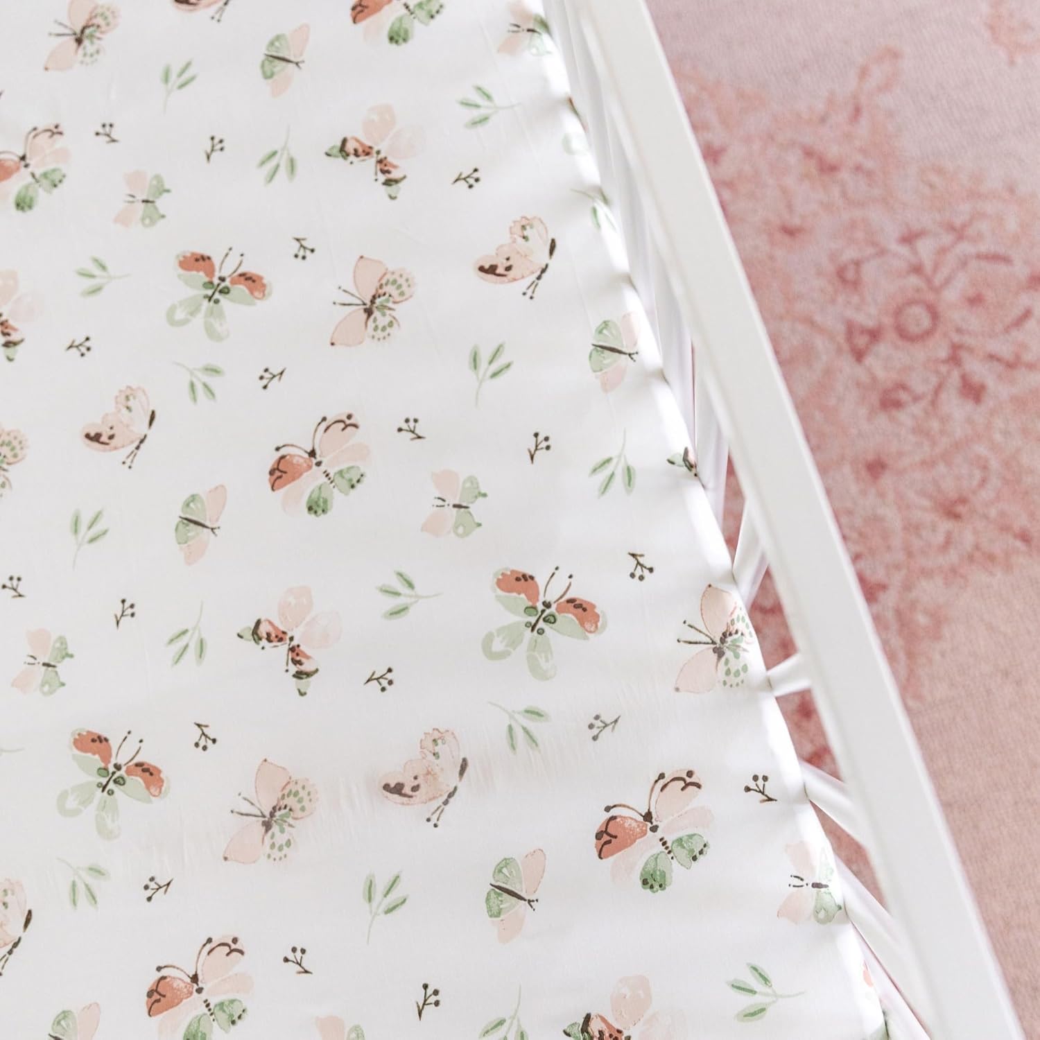 Crane Baby Crib Sheet - 100% Cotton, Breathable Fitted Sheet for Standard Crib Mattress (28"x 52")