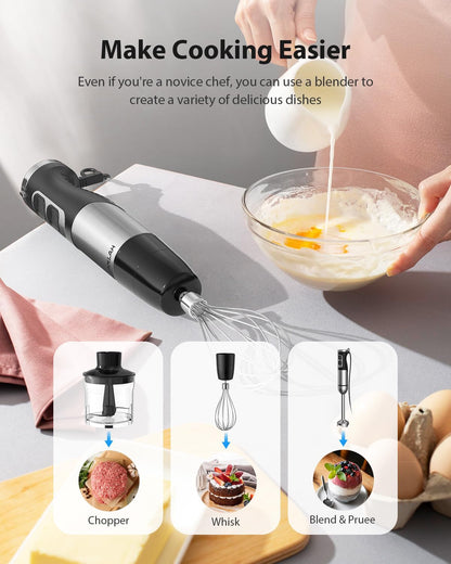 1000W Powerful Immersion Blender Handheld, 2025 New Update Hand Blender with 25-Speed and