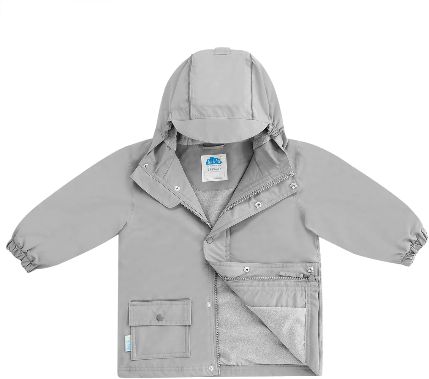 JAN & JUL Waterproof Fleece Lined Rain Jacket, Raincoat for Kids