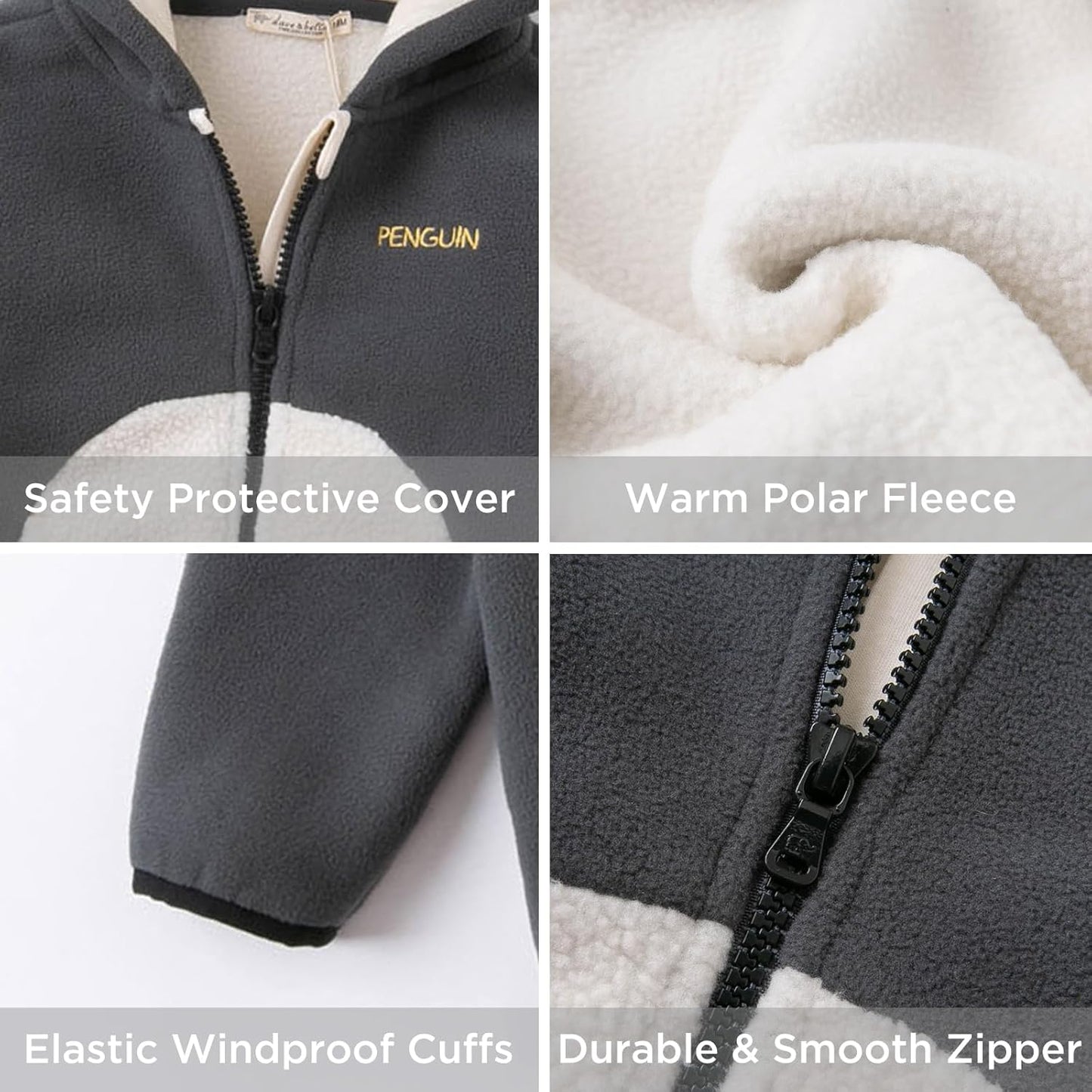 DAVE&BELLA Toddler Fleece Jacket, Baby Boys Girls Animal-shaped Hooded Zipper Long Sleeve Warm Spring Autumn Outerwear Coat