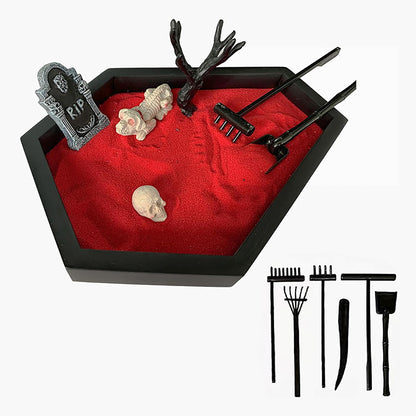Halloween Office Decorations Coffin Zen Garden Kit for Desk Gothic Decor