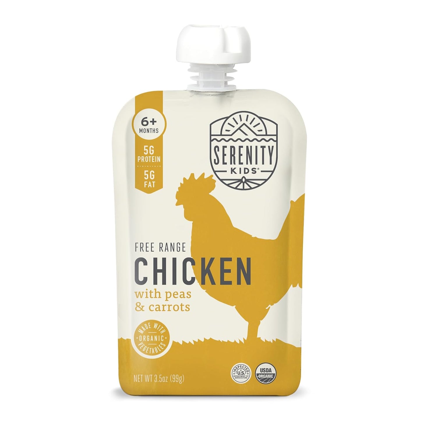 Serenity Kids 6+ Months Baby Food Chicken Pouch Puree - Ethically Sourced Free-Range Chicken &