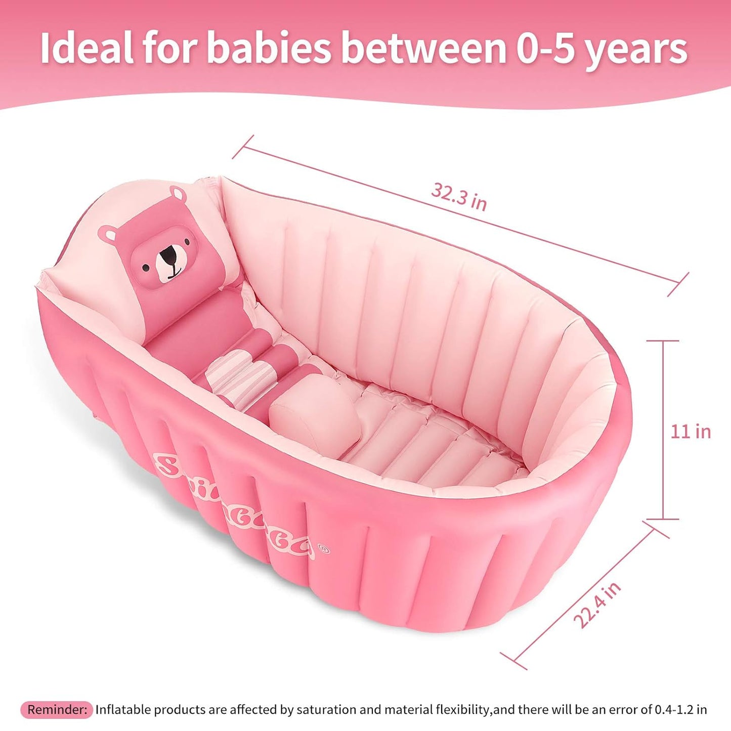Inflatable Baby Bath Tub Portable Foldable Travel Mini Swimming Pool Helps Infants to Toddler Tub